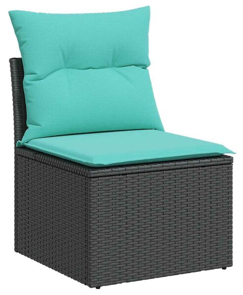 VidaXL 8 db fekete polyrattan kerti kanapégarnitúra párnákkal