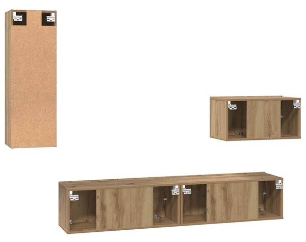 Fali TV Szekrény 4 pcs kézműves tölgy 200 x 30 x 30 cm