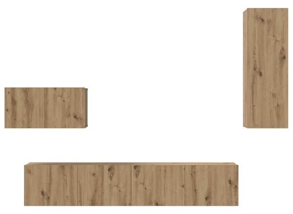 Fali TV Szekrény 4 pcs kézműves tölgy 200 x 30 x 30 cm