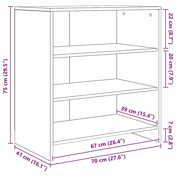 Oldalszekrények 2 pcs kézműves tölgy 70 x 41 x 75 cm Faanyag