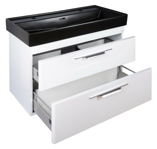 TMP LUX 100D fali fürdőszobabútor - CeraStyle SHARP FEKETE DUPLA csaplyukas mosdóval - 100 x 48 cm