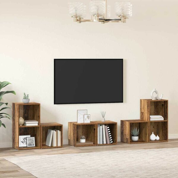 TV Szekrény Szett 6 pcs Öreg fa 37 x 35 x 72 cm Faanyag