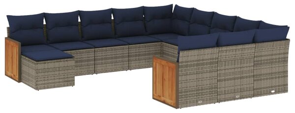 VidaXL 12 db szürke polyrattan kerti kanapégarnitúra párnákkal