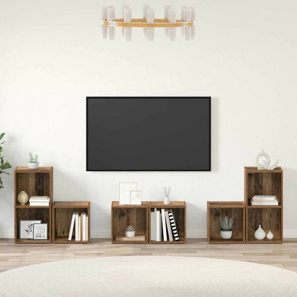 TV Szekrény Szett 6 pcs Öreg fa 37 x 35 x 72 cm Faanyag