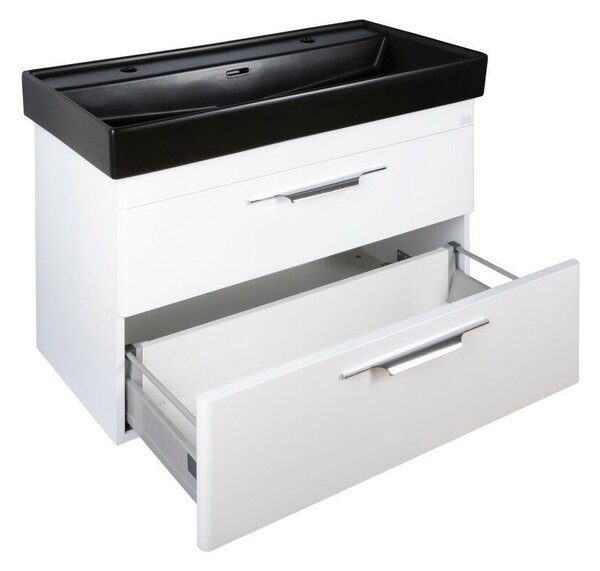 TMP LUX 100D fali fürdőszobabútor - CeraStyle SHARP FEKETE DUPLA csaplyukas mosdóval - 100 x 48 cm