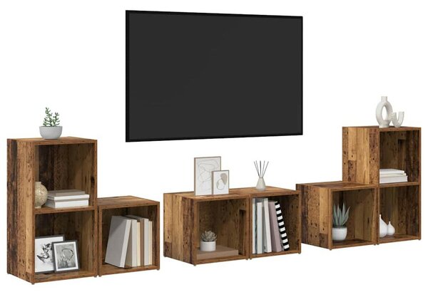 TV Szekrény Szett 6 pcs Öreg fa 37 x 35 x 72 cm Faanyag