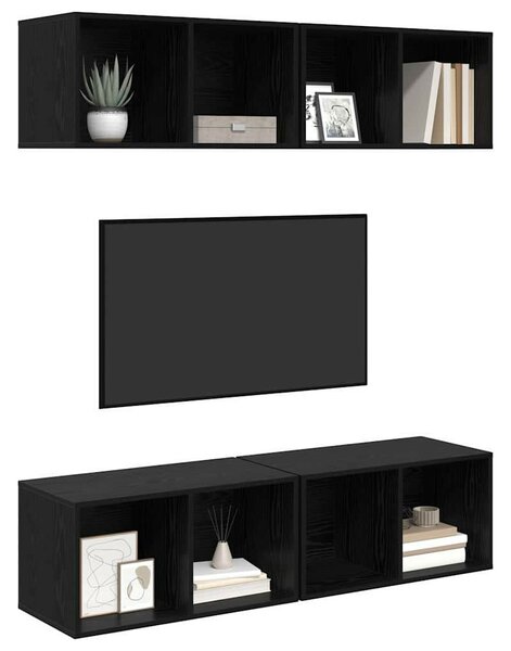 Fali TV Szekrény 4 pcs Musta tammi 37 x 37 x 72 cm Faanyag