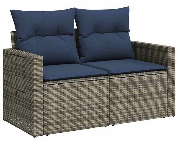 VidaXL 7 db szürke polyrattan kerti kanapégarnitúra párnákkal
