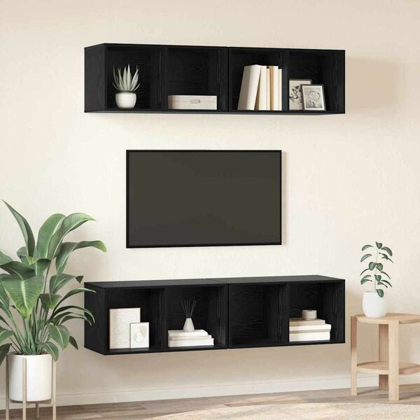 Fali TV Szekrény 4 pcs Musta tammi 37 x 37 x 72 cm Faanyag