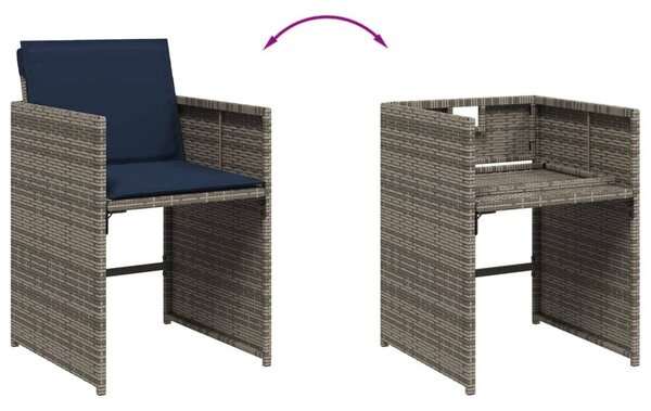 VidaXL 13 db szürke polyrattan kerti étkezőgarnitúra párnákkal