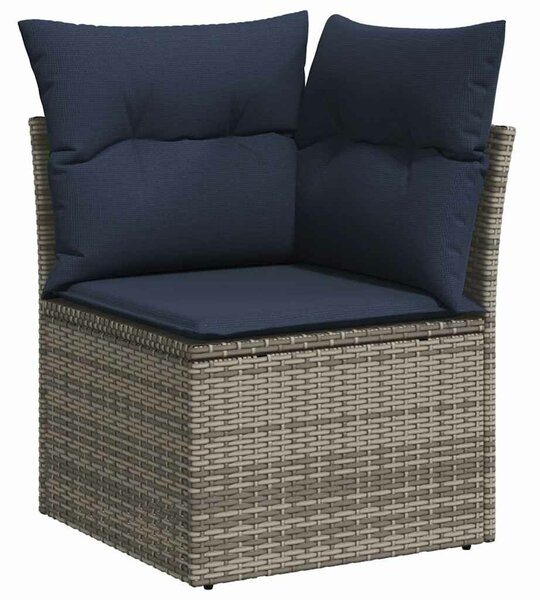 VidaXL 7 db szürke polyrattan kerti kanapégarnitúra párnákkal