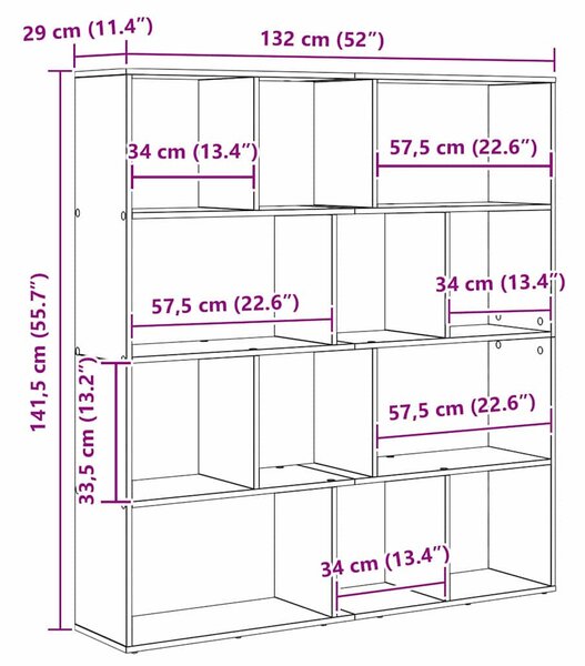 Könyvespolc Musta tammi 132 x 29 x 141.5 cm Faanyag