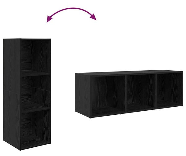 TV szekrény 3 pcs Fekete 107 x 35 x 37 cm Faanyag