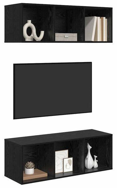 Fali TV szekrények 2 pcs Musta tammi 37 x 37 x 107 cm Faanyag