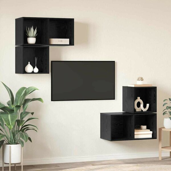 TV szekrény garnitúra 4 pcs Musta tammi 37 x 37 x 72 cm Faanyag