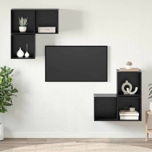 TV szekrény garnitúra 4 pcs Musta tammi 37 x 37 x 72 cm Faanyag