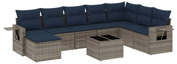 VidaXL 9 db szürke polyrattan kerti kanapégarnitúra párnákkal