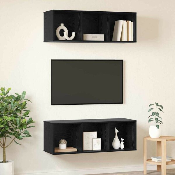Fali TV szekrények 2 pcs Musta tammi 37 x 37 x 107 cm Faanyag