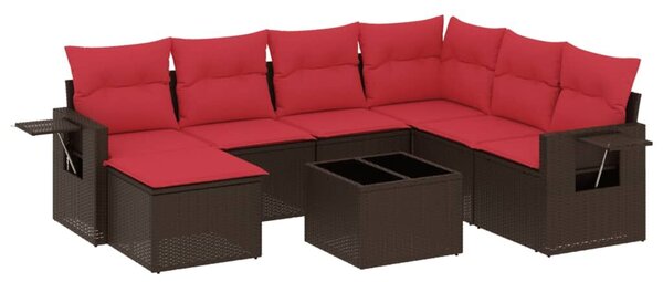 VidaXL 8 db barna polyrattan kerti kanapégarnitúra párnákkal