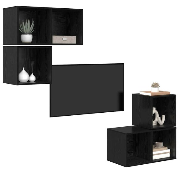 TV szekrény garnitúra 4 pcs Musta tammi 37 x 37 x 72 cm Faanyag
