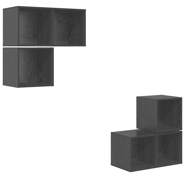 TV szekrény garnitúra 4 pcs Musta tammi 37 x 37 x 72 cm Faanyag