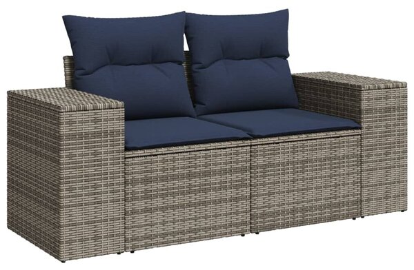 VidaXL 9 db szürke polyrattan kerti kanapégarnitúra párnákkal