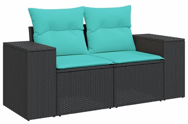 VidaXL 6 db fekete polyrattan kerti kanapégarnitúra párnákkal
