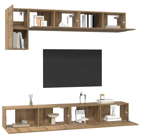 TV szekrény garnitúra 5 pcs kézműves tölgy 100 x 30 x 30 cm