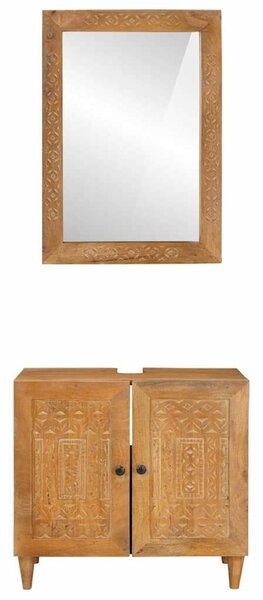 Fürdőszoba bútor szett tárolóval 2 pcs Barna 62 x 33 x 58 cm