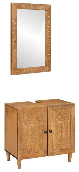 Fürdőszoba bútor szett tárolóval 2 pcs Barna 62 x 33 x 58 cm