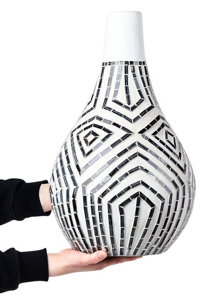Dekor váza OMBILIN Kerámia 50 cm Fehér