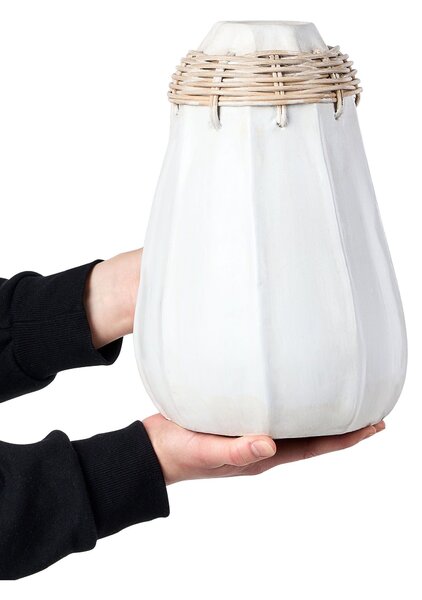 Dekor váza KAMPAR Kerámia 30 cm Fehér