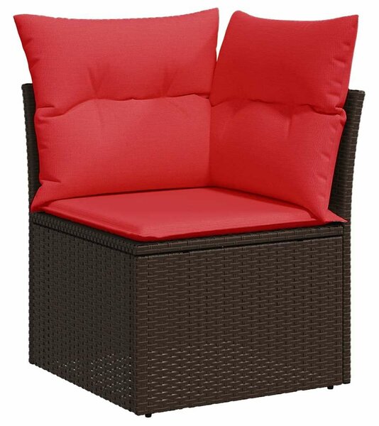 VidaXL 7 db barna polyrattan kerti kanapégarnitúra párnákkal