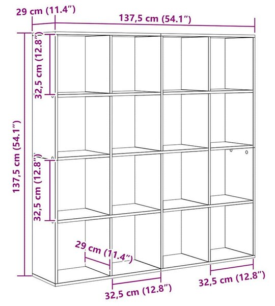 Könyvespolc Musta tammi 137.5 x 29 x 137.5 cm Faanyag
