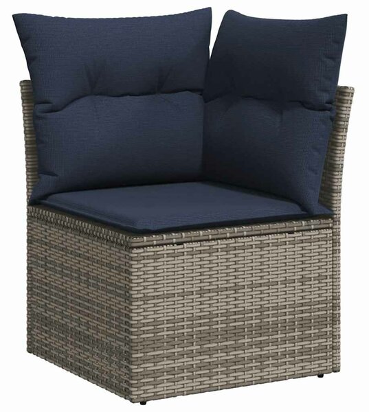VidaXL 10 db szürke polyrattan kerti kanapégarnitúra párnákkal