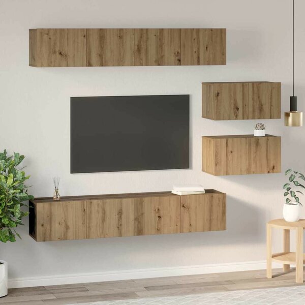 TV Szekrény Szett 6 pcs kézműves tölgy 80 x 30 x 30 cm Közepes