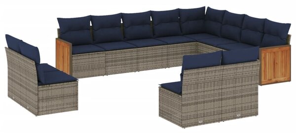 VidaXL 12 db szürke polyrattan kerti kanapégarnitúra párnákkal
