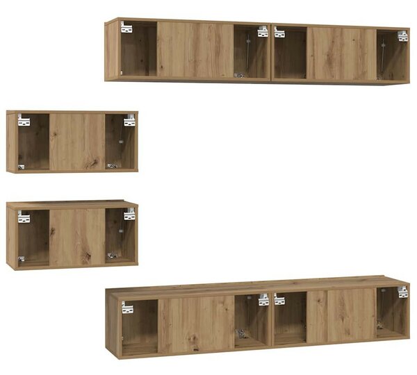 TV Szekrény Szett 6 pcs kézműves tölgy 80 x 30 x 30 cm Közepes