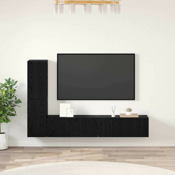 Fali TV Szekrény Falra szerelhető 4 pcs Musta tammi Faanyag
