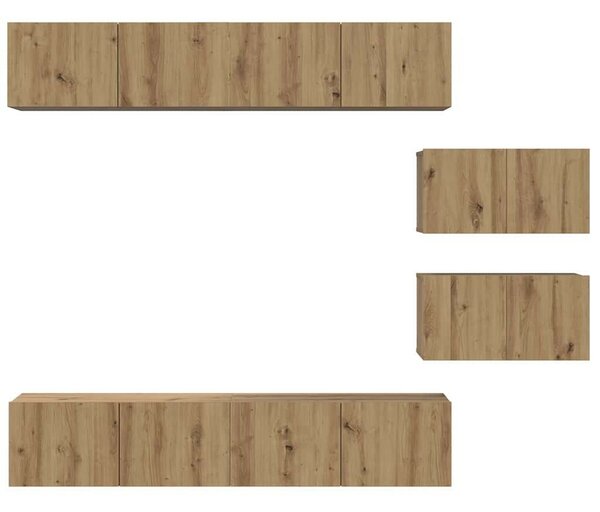 TV Szekrény Szett 6 pcs kézműves tölgy 80 x 30 x 30 cm Közepes