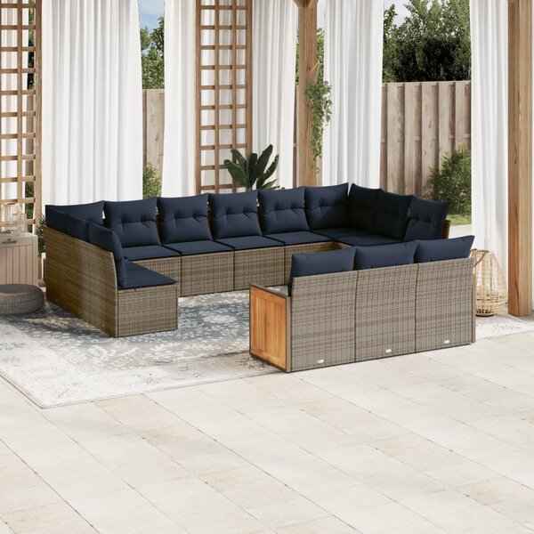 VidaXL 13 db szürke polyrattan kerti kanapégarnitúra párnákkal