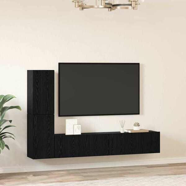 Fali TV Szekrény Falra szerelhető 4 pcs Musta tammi Faanyag