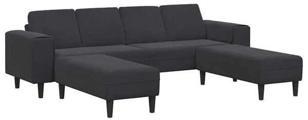 Kanapé Szett 3 pcs Fekete Bársony