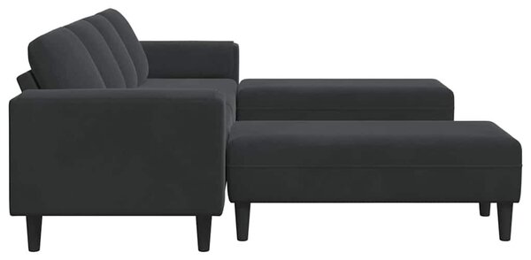 Kanapé Szett 3 pcs Fekete Bársony