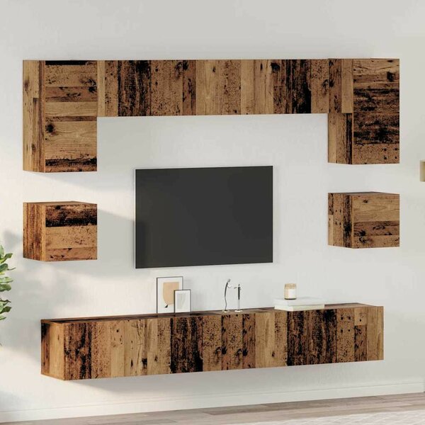 TV szekrény garnitúra 8 pcs Régi fa 100 x 30 x 30 cm Faanyag
