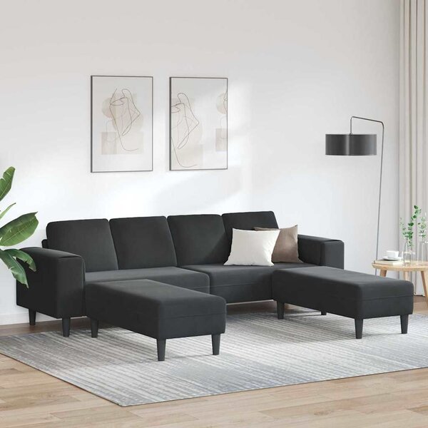 Kanapé Szett 3 pcs Fekete Bársony