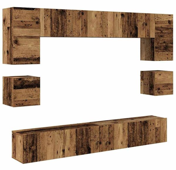 TV szekrény garnitúra 8 pcs Régi fa 100 x 30 x 30 cm Faanyag