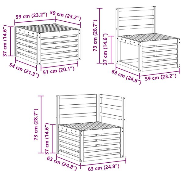 VidaXL Kültéri kanapé szett 8 pcs Természetes Tömör Akácfa