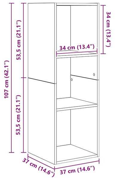 TV Szekrény Szett 3 pcs Musta tammi 37 x 37 x 107 cm Faanyag