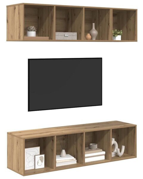 TV Szekrény Szett 3 pcs kézműves tölgy Faanyag